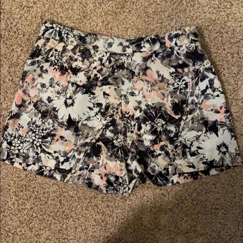 Black and White Floral Shorts